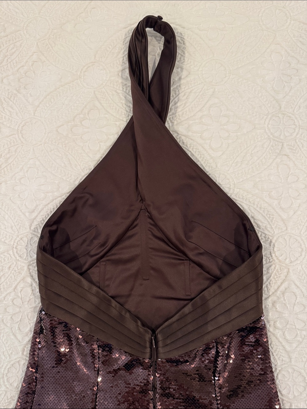 Retrofete Brown Sequin Crisscross Maxi Dress - Picture 9 of 12